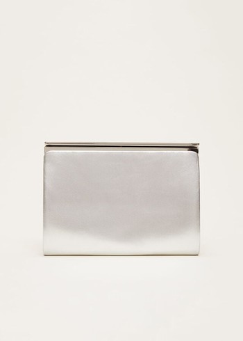 Phase Eight Leather Slim Bags Silver Canada | WVJGBC-186